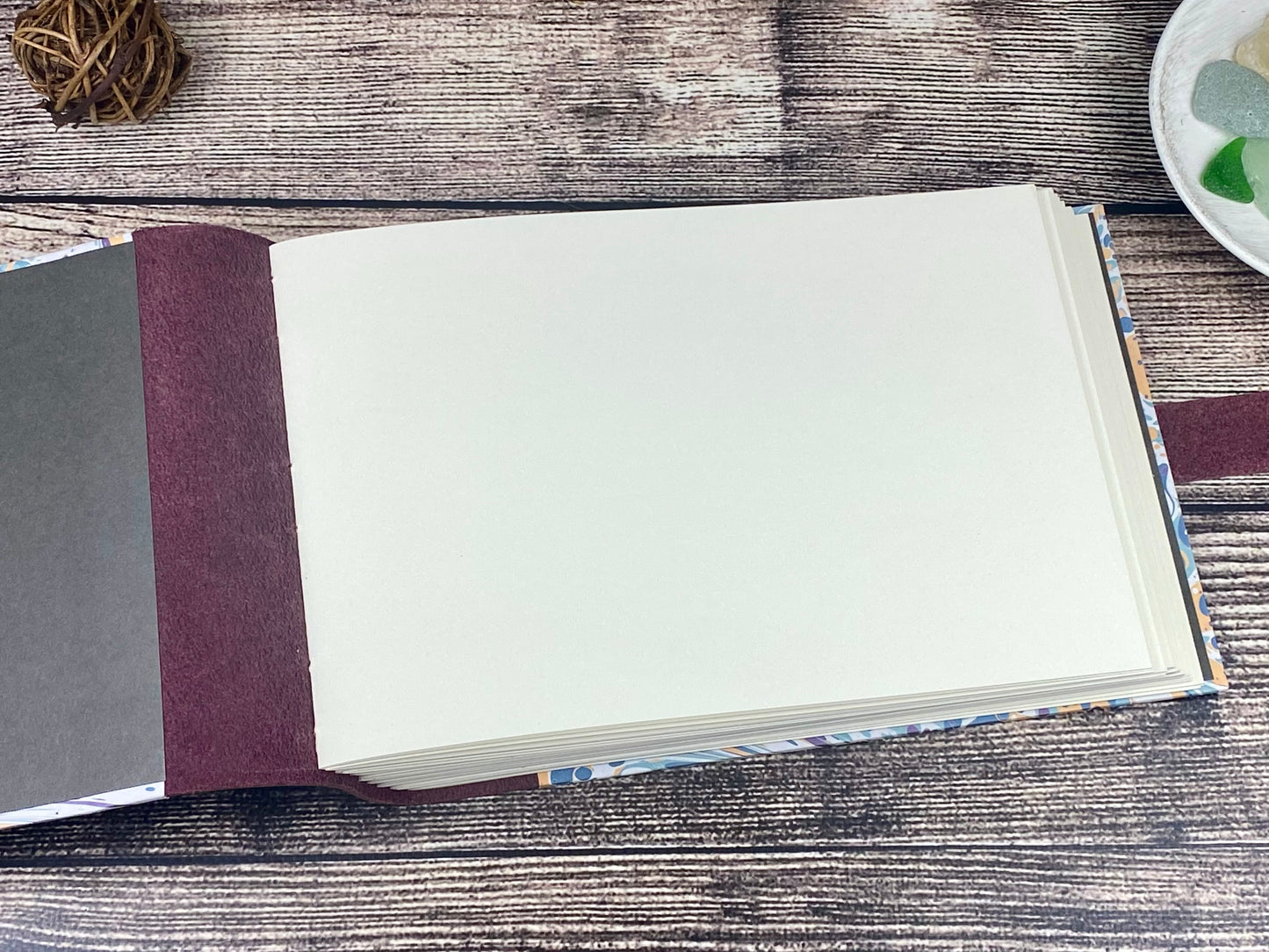 6x9 Marbled Photo Album, Hardcover with Leather Spine