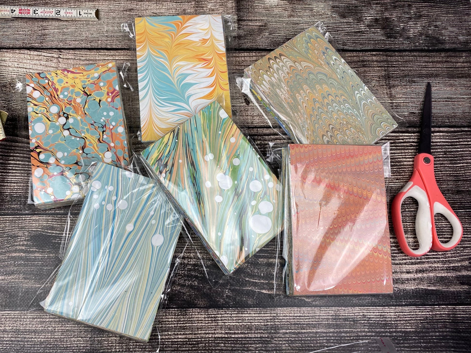 100 pack - Hand-Marbled Paper 4x6 Pieces