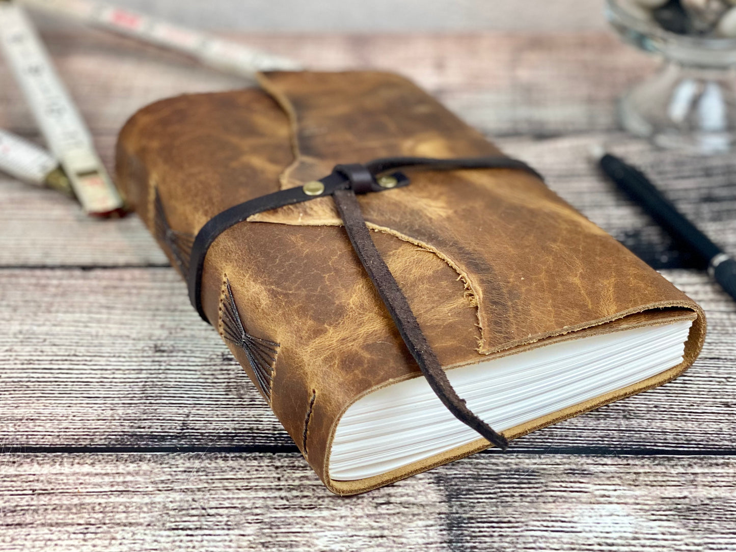 Medium Leather Journal - Rustic Pecan Bison