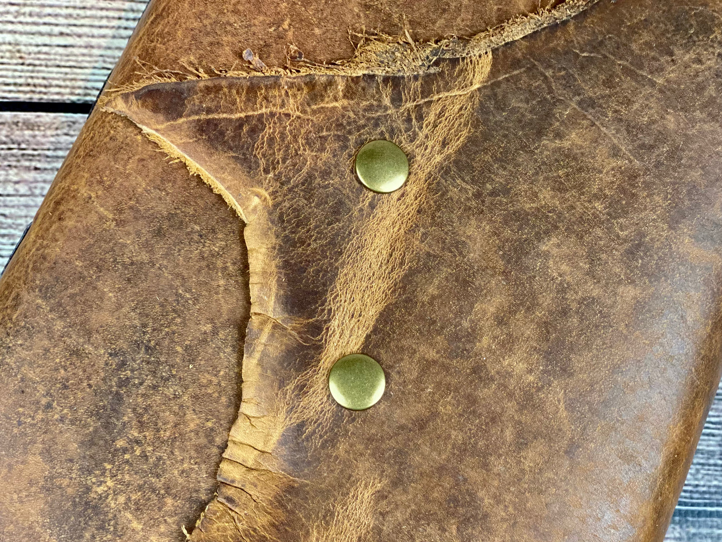 Large Leather Journal - Rustic Pecan Bison with Snaps