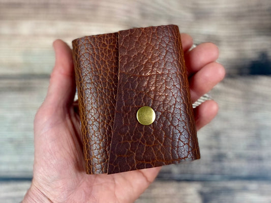 Mini Leather Journal - Brown Shrunken Bison 2