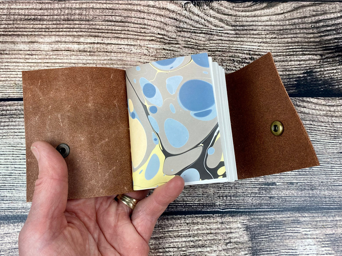 Mini Leather Journal - Brown Shrunken Bison 2