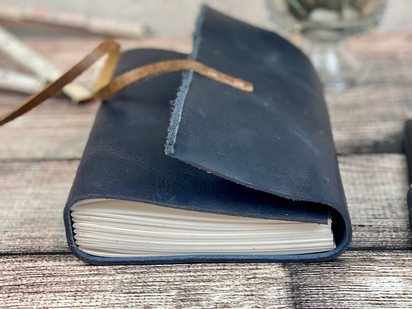 Medium Leather Journal - Quarry Blue Bison