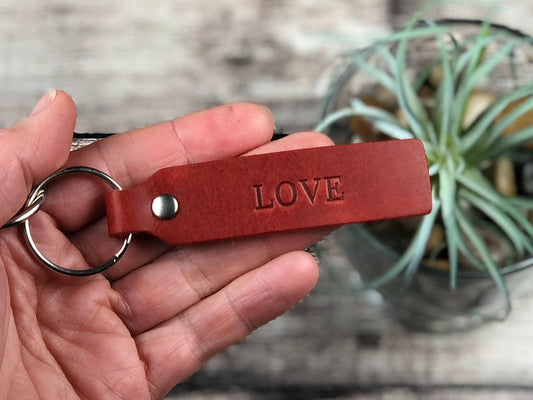 Keychain - Love - in various leathers