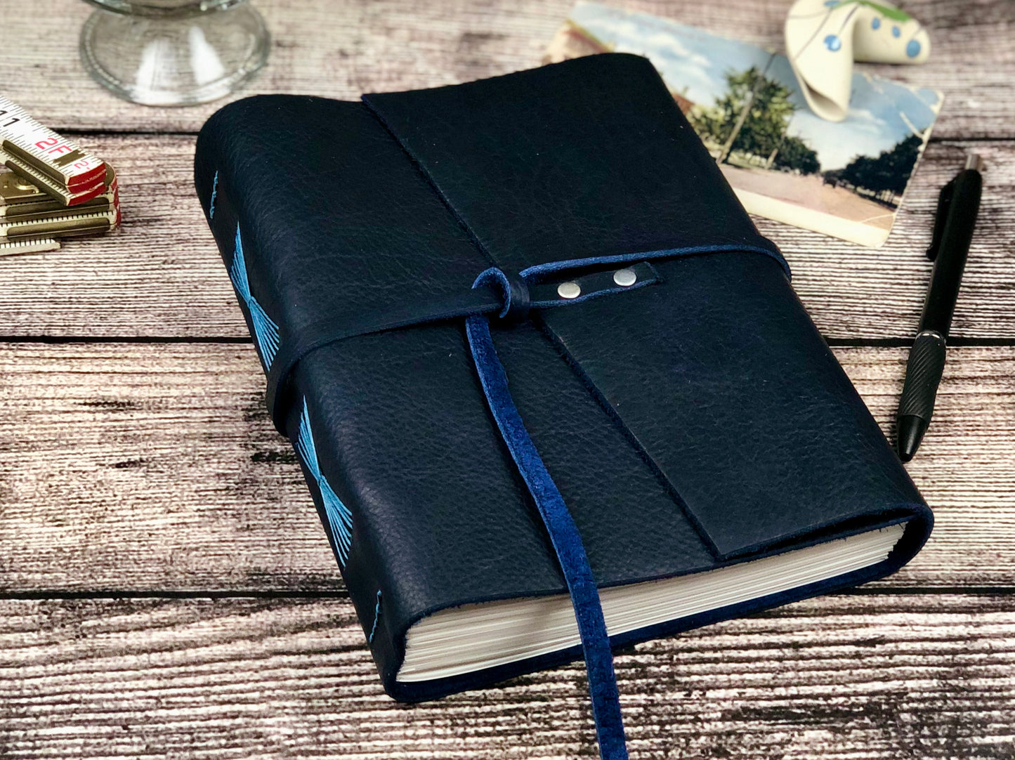 Large Leather Journal - Blueberry
