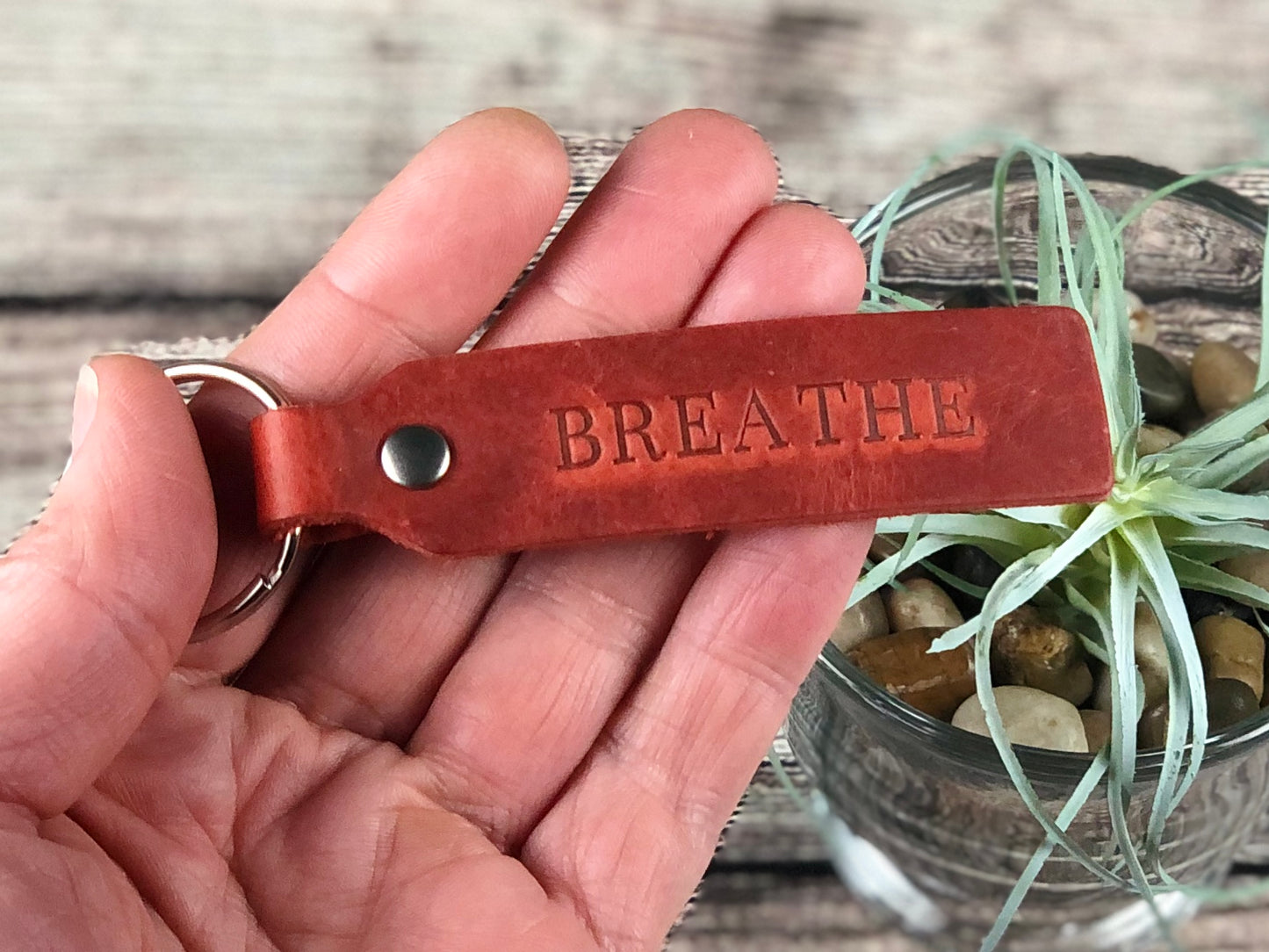Keychain - Breathe - in various leathers