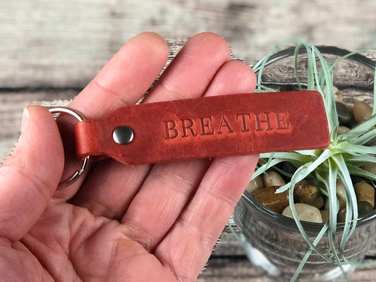 Keychain - Breathe - in various leathers