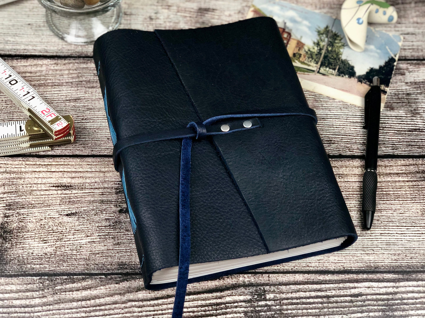 Large Leather Journal - Blueberry