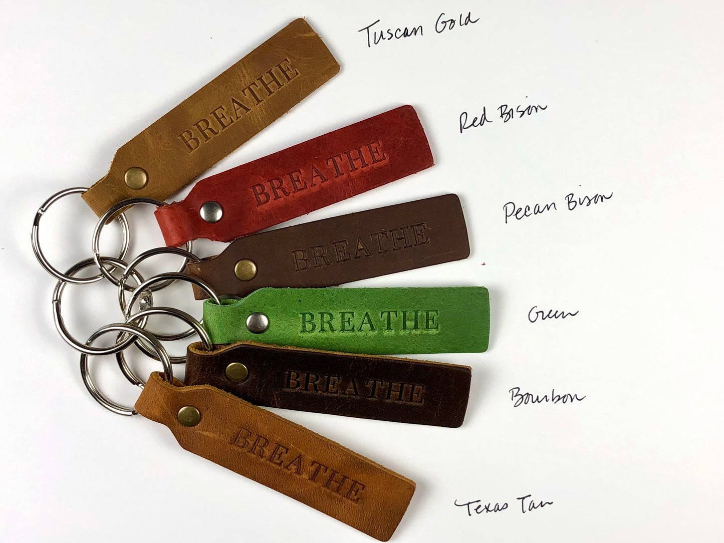 Keychain - Breathe - in various leathers